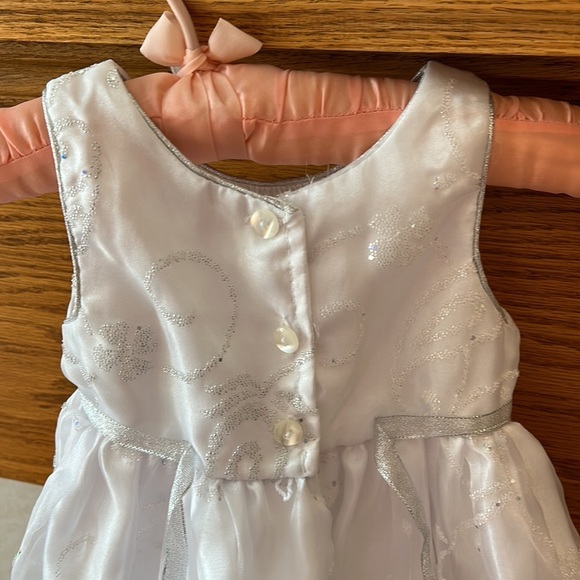 Sweet Heart Rose‎ White Baby Formal Dress Silver Chiffon Beaded - Picture 6 of 9
